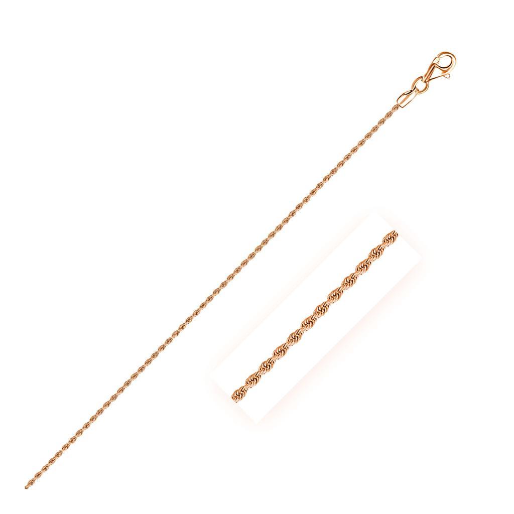 14k Rose Gold Solid Diamond Cut Rope Chain (1.6 mm) - 16"