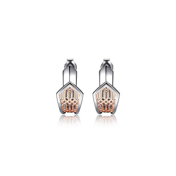ER2LC7K-2T "Lattice" Sterling Silver Spear Hoop Post Earrings