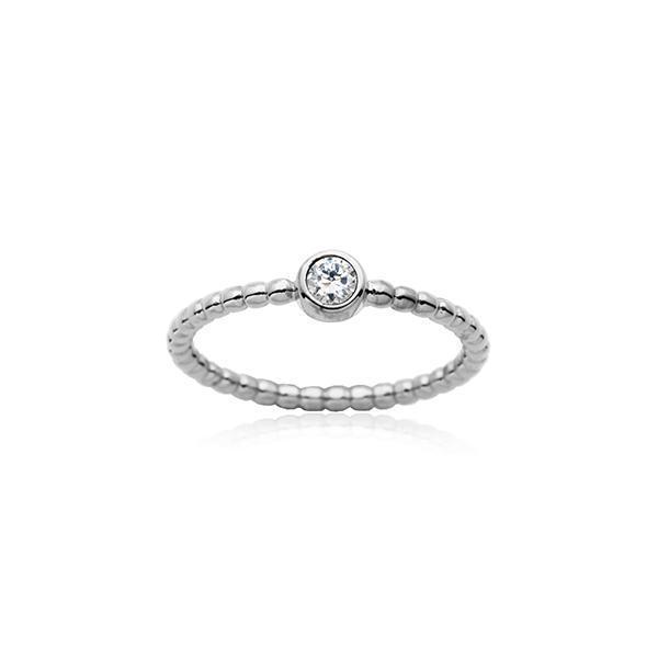 CJ Steelx Beaded Band Ring with Center Crystal - Size 8