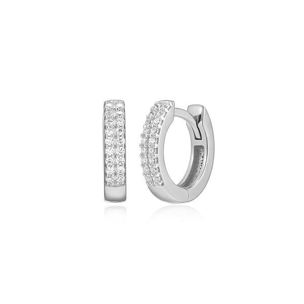 CJ Monte sterling silver labcreated diamond 12.5mm double row huggie hoop earrings