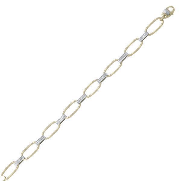 10K Silver and Gold Oval Shaped Link Bracelet - 10K2T