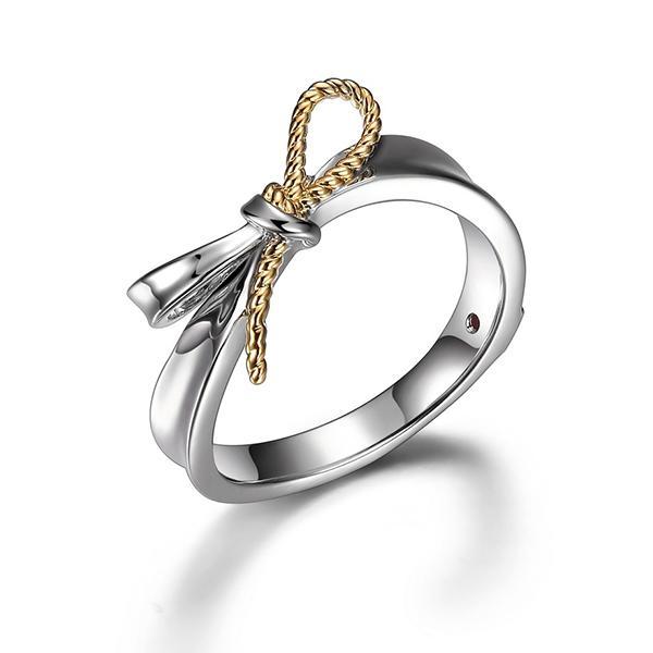RR4LA7GA0-2T-8 Sterling Silver Ribbon Two Tone Ring Size 8