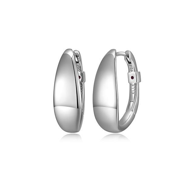 ER2LCQLA0-W Sterling Silver PEBBLE Hoop Earrings