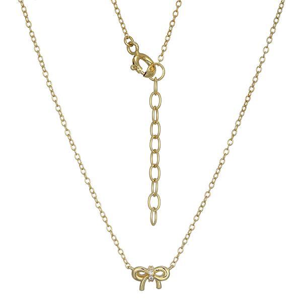 N30ADAB00-Y-16 Sterling Silver Diamondlite Cubic Zirconia Mini Bow Necklace Size 16
