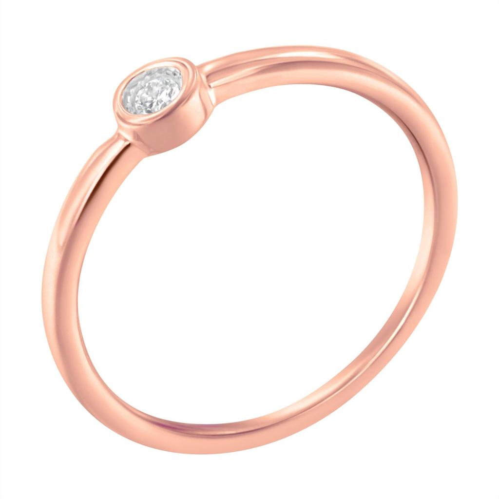 14K Rose Gold Plated .925 Sterling Silver Miracle Set Diamond Ring (1/20 Cttw, J-K Color, I1-I2 Clarity) Ring Size-6.0