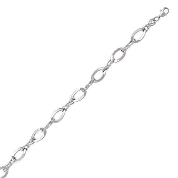 10K Silver Oval Shaped Link Bracelet - 10KW