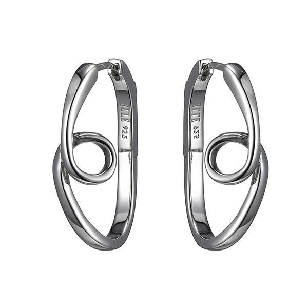 ER2LCEDA0-W Sterling Silver ETERNITY 27x18mm Hoop Earrings