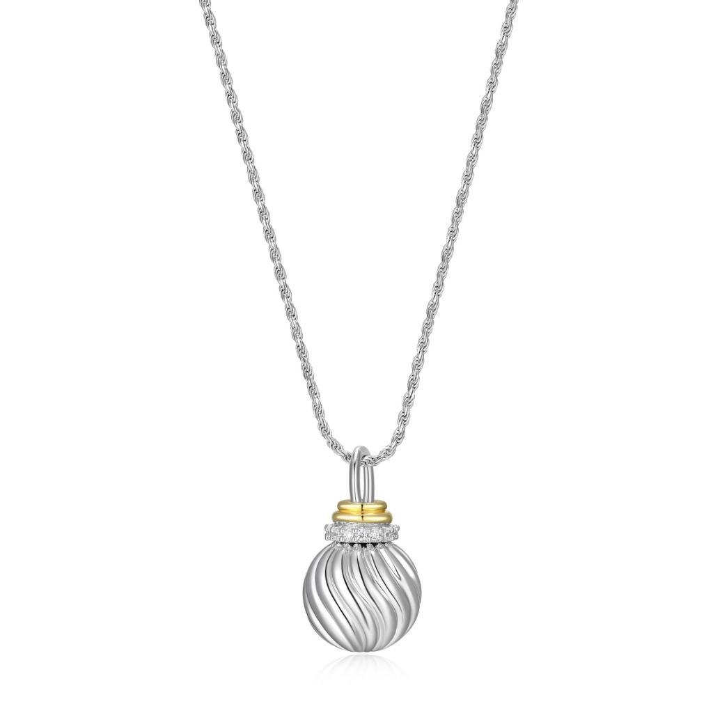 NCGR0Q0F7-W Celeste  CZ Spiral Ball Pendant Necklace