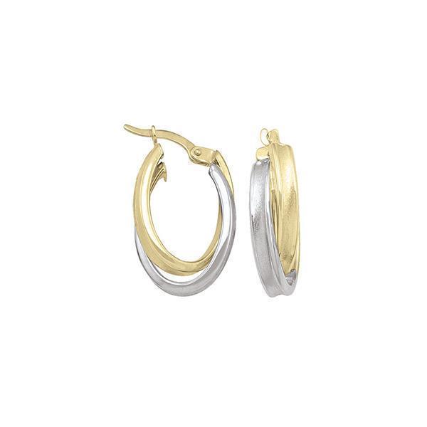 10K Two Tone Gold Hoop Earrings - ETECA151 - 2.4 gm - 2T