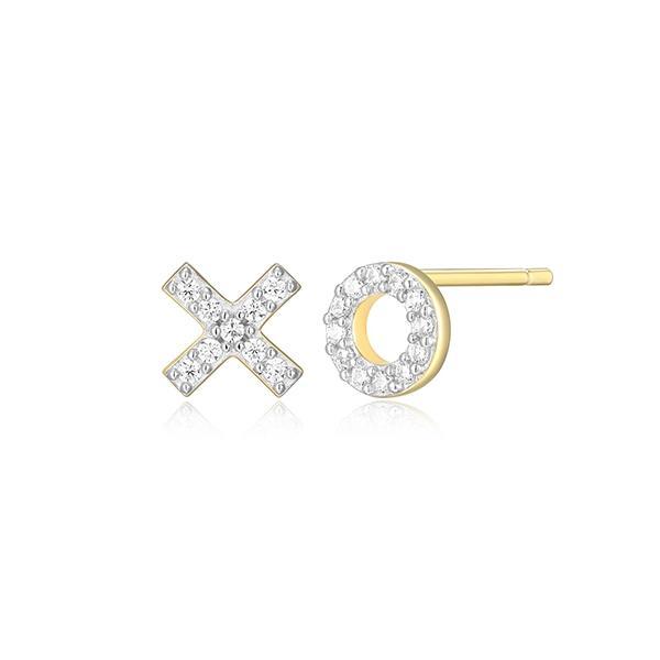 CJ Monte sterling silver lab-created diamond XO hugs & kiss stud earrings