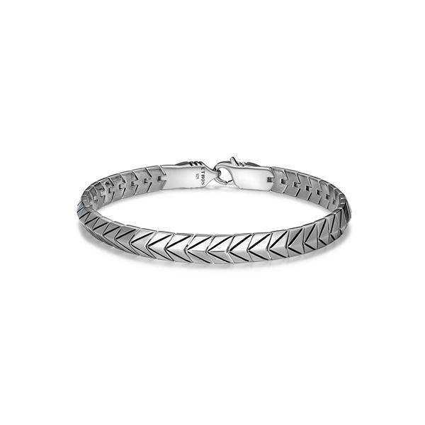 Sterling silver CJ Ethos CHEVRON black oil high polished arrowhead link bracelet