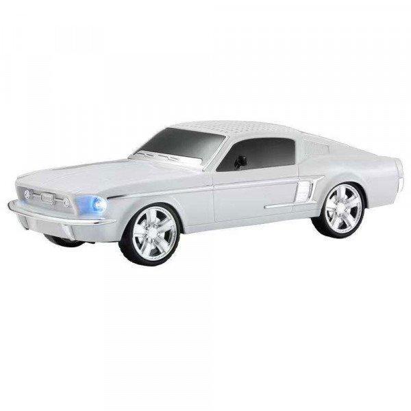 MUSTANG GT Wireless Speaker Classic Car Shape Bluetooth MicroSD USB FM Handsfree TWS LED Light Portable Speaker KIWS1967 for Universal Cell Phone And Bluetooth Device - White