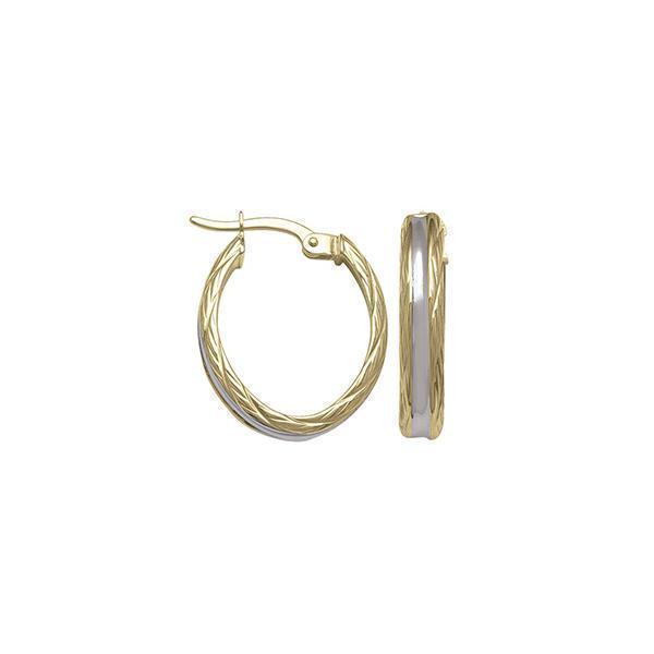 10K Two Tone Gold Hoop Earrings - ETECA22 - 1.7 gm - 2T