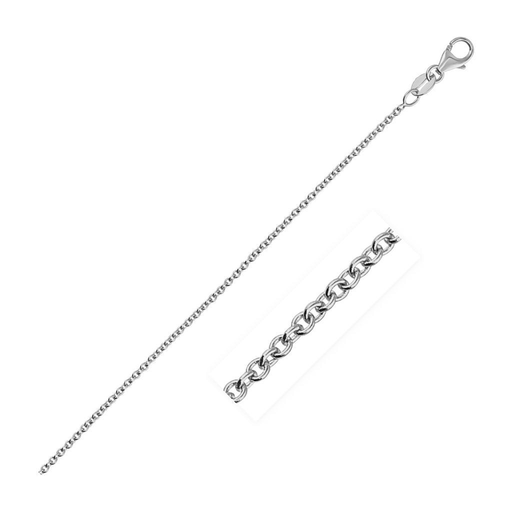 14k White Gold Round Cable Link Chain (1.30 mm) -18"