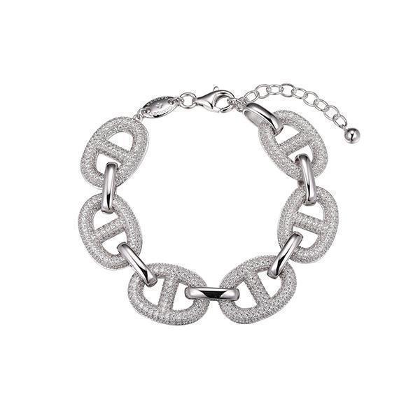 BCGR1Q1B9-W Sterling Silver "MARINER LINK" with  Diamondlite Pave Marine Bracelet