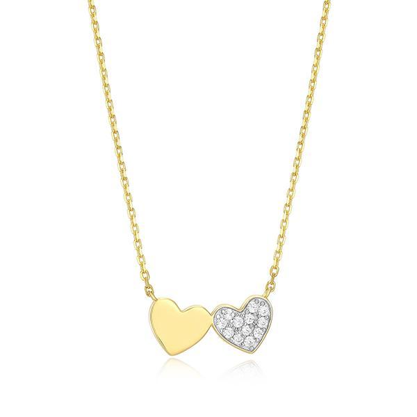 CJ Monte sterling silver lab-created diamond double heart necklace