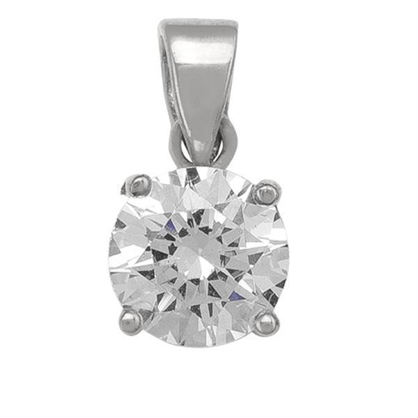 10K Silver Cubic Zirconia Pendant - 1.3gm - 10KW