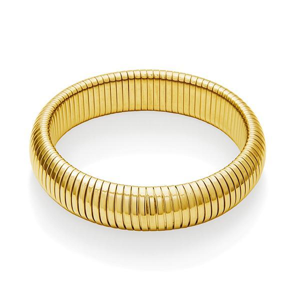 CJ STEELX High Polish 16mm Volume Tubogas Bangle Size 7.5 - Gold