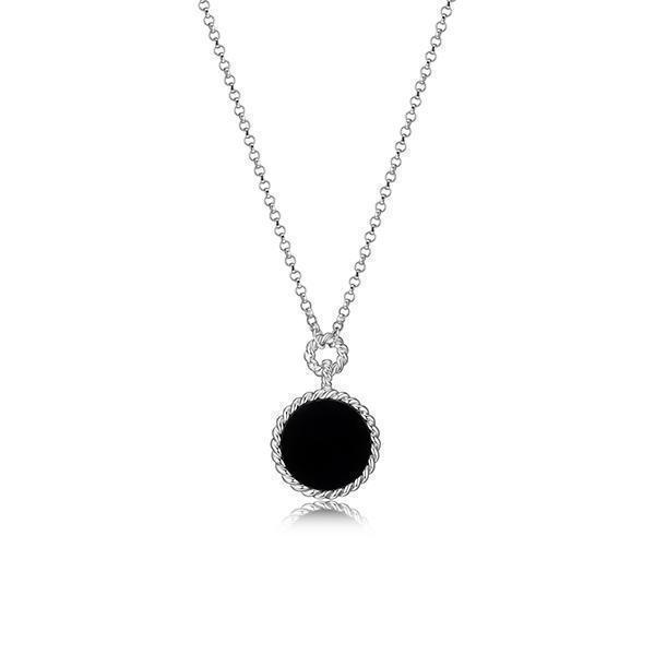 NR0LBR7-B "Nautical" 12mm Agate with Rope Trim Necklace