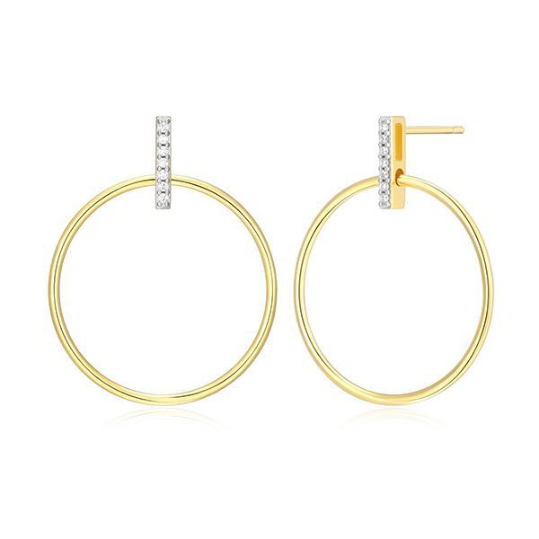 CJ Monte sterling silver lab-created diamond 24mm open circle bar earrings