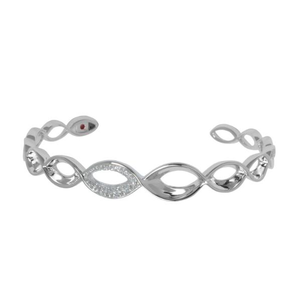BR1L9490-W-7 Cubic Zirconia Marquis Shaped Bangle Bracelet Size 7