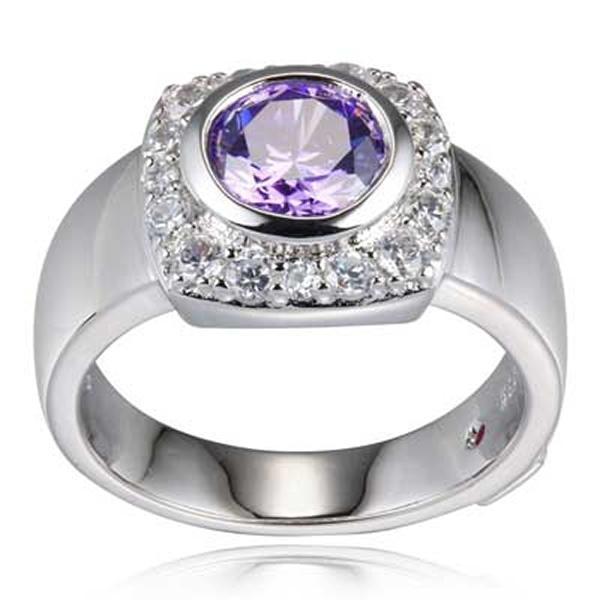 RR4L86124-W-7 Sterling Silver RADIANCE Purple Cubic Zirconia Ring Size 7