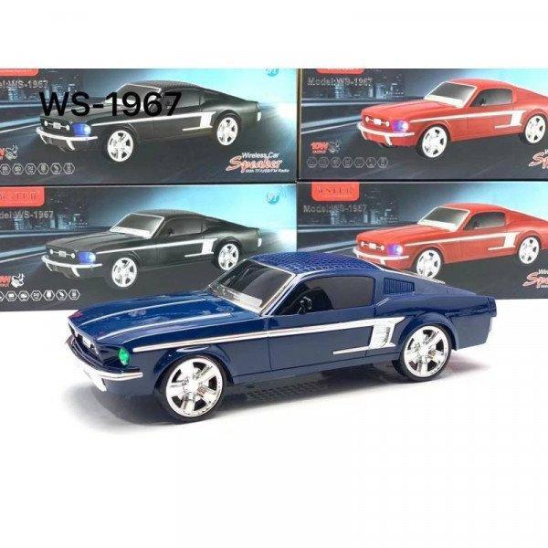 MUSTANG GT Wireless Speaker Classic Car Shape Bluetooth MicroSD USB FM Handsfree TWS LED Light Portable Speaker KIWS1967 for Universal Cell Phone And Bluetooth Device - Navy Blue