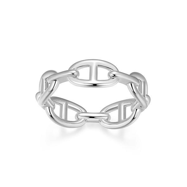 RR4ATR7A0-W-7 Sterling Silver Marine Link Ring Size 7