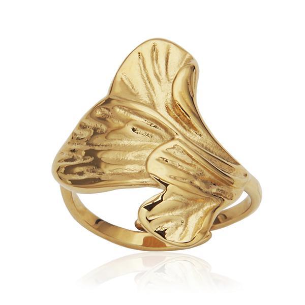 CJ STEELX Leaf Ring Size 8 - Gold