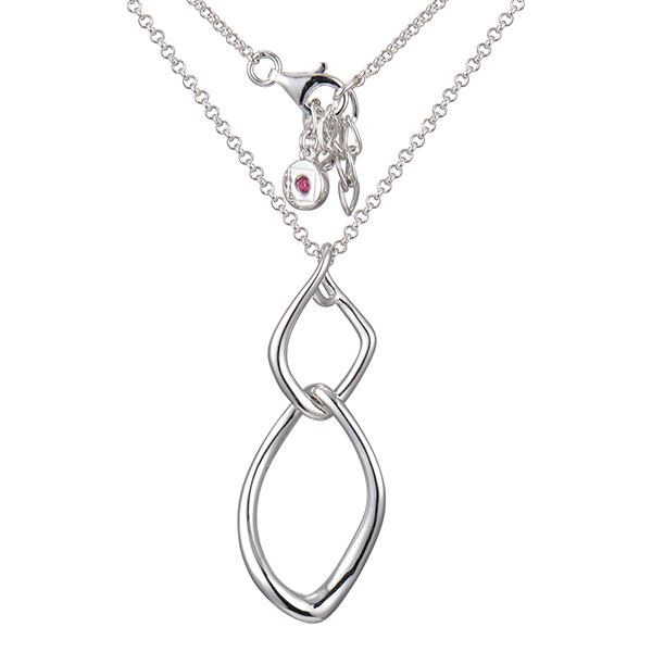NR0LB0TA0-W-18 Sterling Silver ESOTERIC Double Circle Necklace Size 18