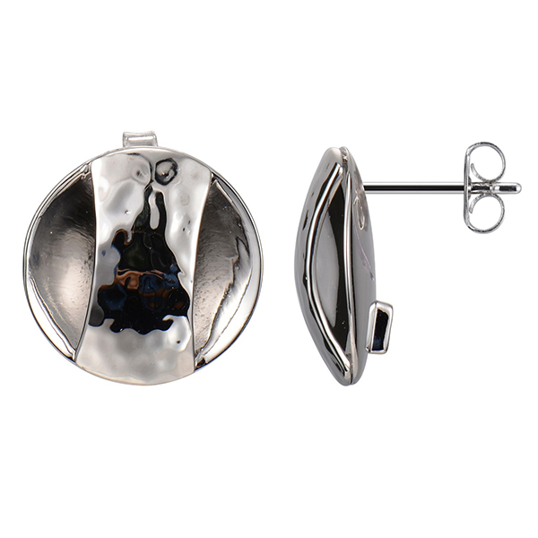 ER2LC0JA0-W Sterling Silver Hammered Circle Post Earrings