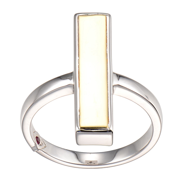 RR4LA1997-W-8 Sterling Silver MONDRIAN Two Tone Bar Ring Size 8