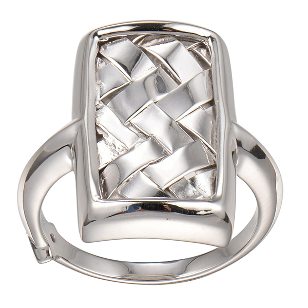 RR4LA23A0-W-8 Sterling Silver Basket Pattern Ring Size 8