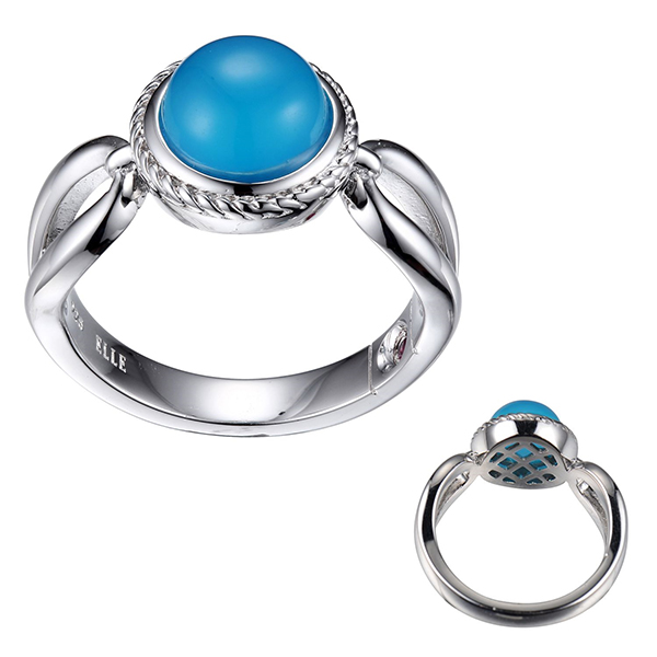 RR4LA2HA4-W-7 Sterling Silver SERPENTINE Dyed Blue Chalcedony Ring Size 7