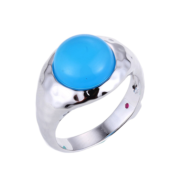 RR4LA3TA4-W-7 Sterling Silver VIEW Dyed Blue Chalcedony Ring Size 7