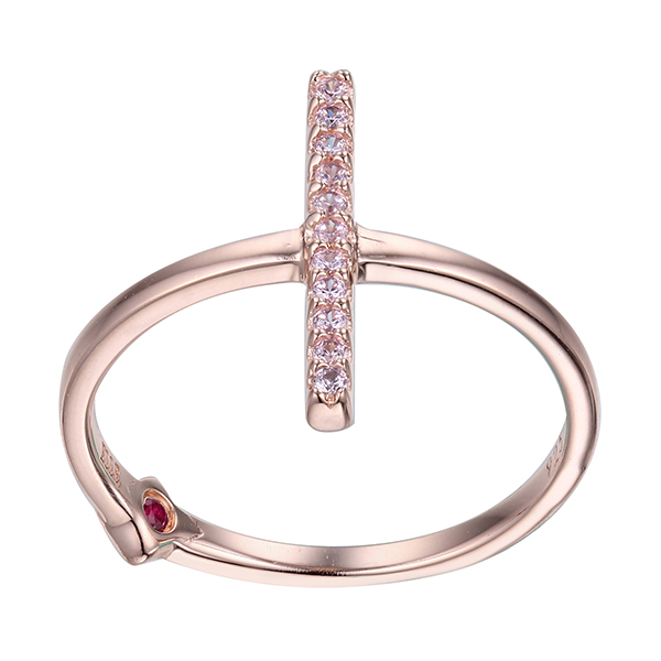 R34LA4206-P-9 Sterling Silver Pink Cubic Zirconia Bar Ring Size 9