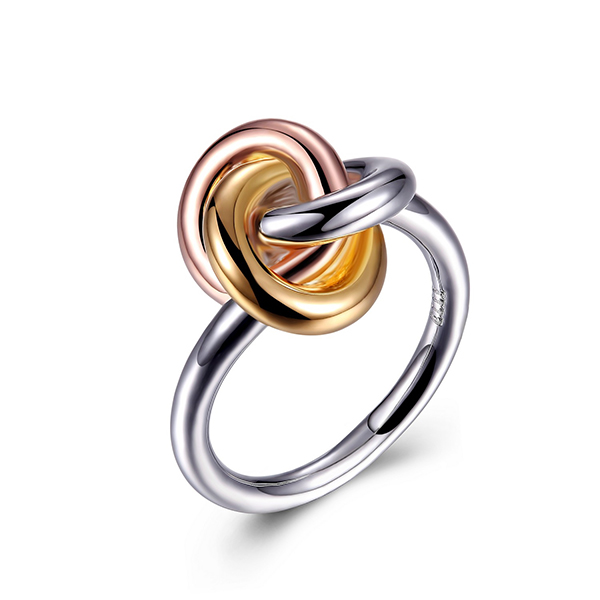 RR4L88697-3T-8 Sterling Silver Three Tone Knot Ring Size 8