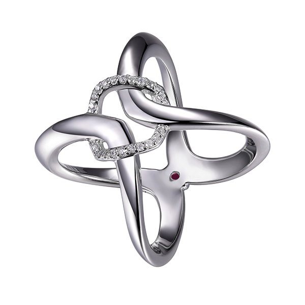 RR4LA4600-W-7 Sterling Silver Wide Open Cubic Zirconia Ring Size 7