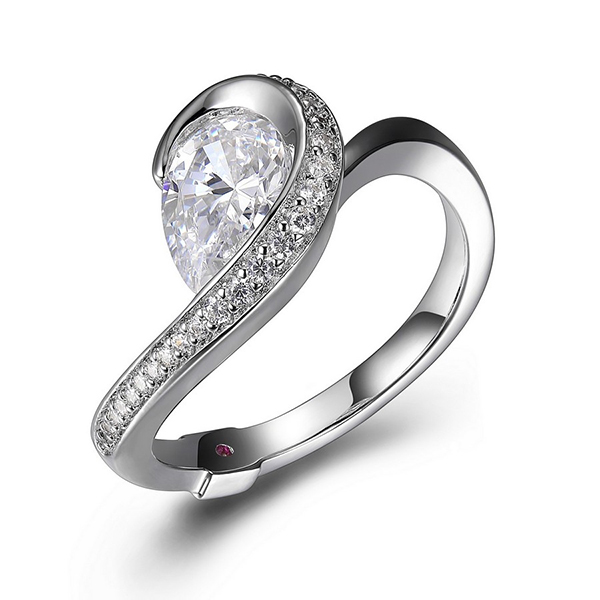 RR4LA6N00-W-7 Sterling Silver Cubic Zirconia Swirl Ring Size 7