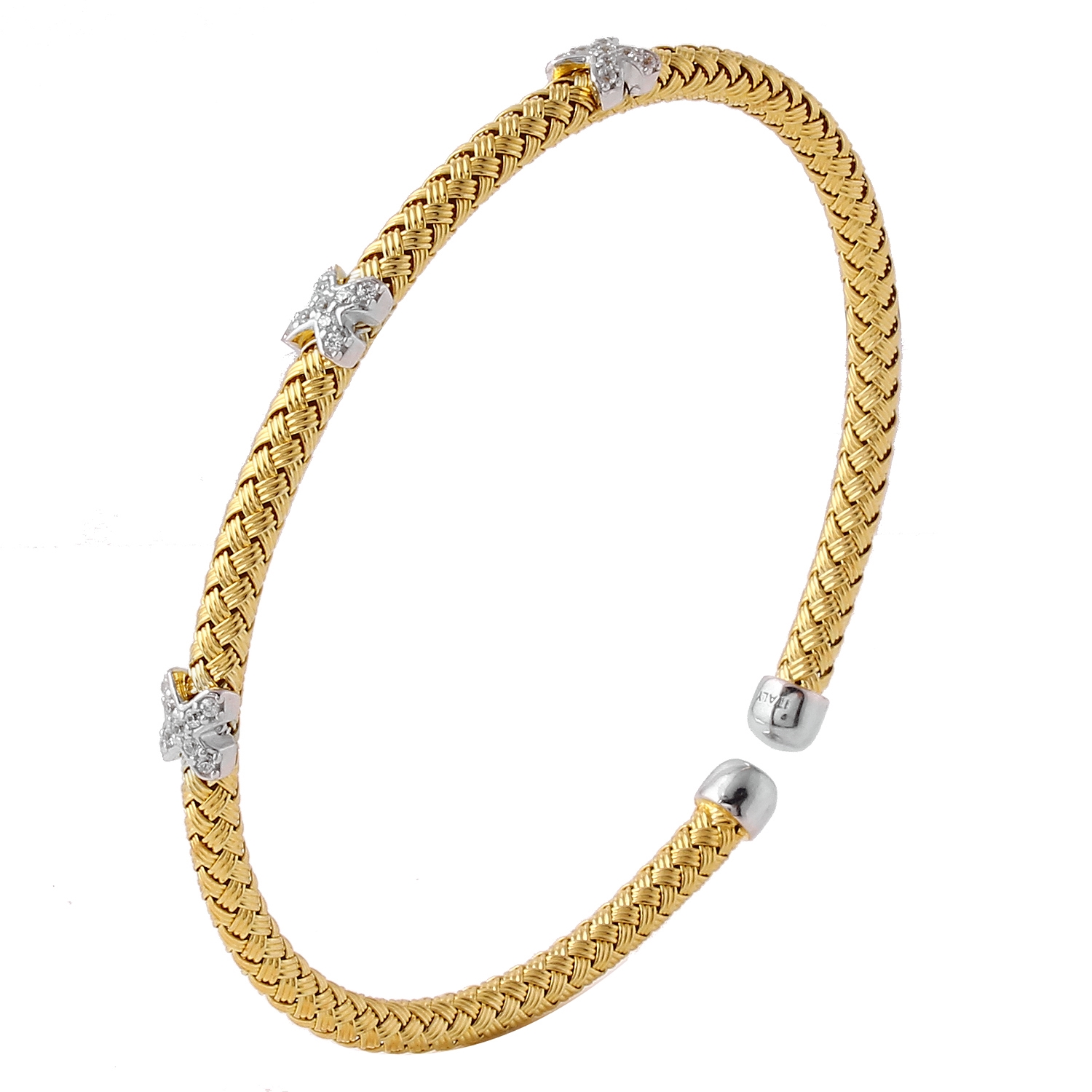 BCGS1Q02R-2T Bassano Woven CZ Tripole X Cuff
