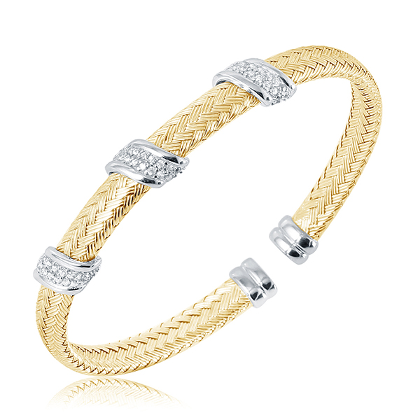 BCGS1Q031-2T Sterling Silver MADISON Cubic Zirconia Two Tone Cuff