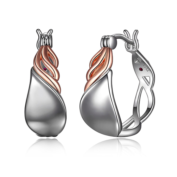 ER2LC9FA0-2T Sterling Silver 20mm Petal Two Tone Hoop Earrings