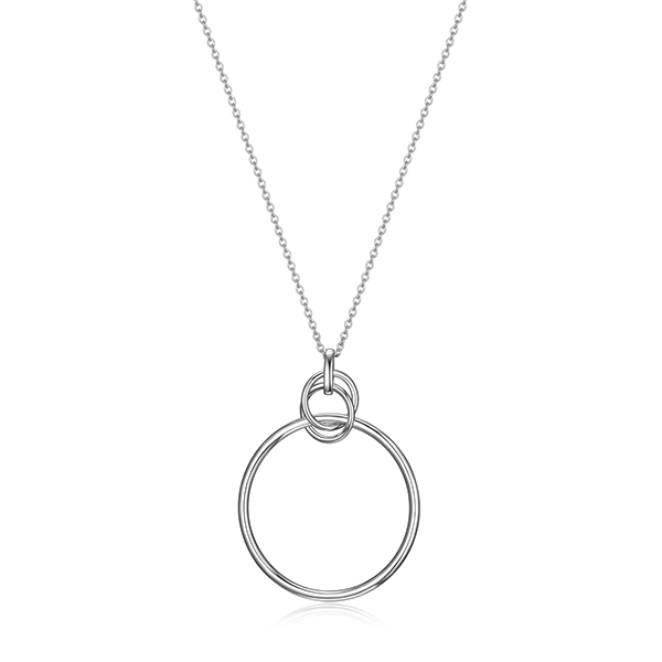NR0LBL9A0-W-28 Sterling Silver LYRA 3 Interlocking Circle Long Necklace Sze 28