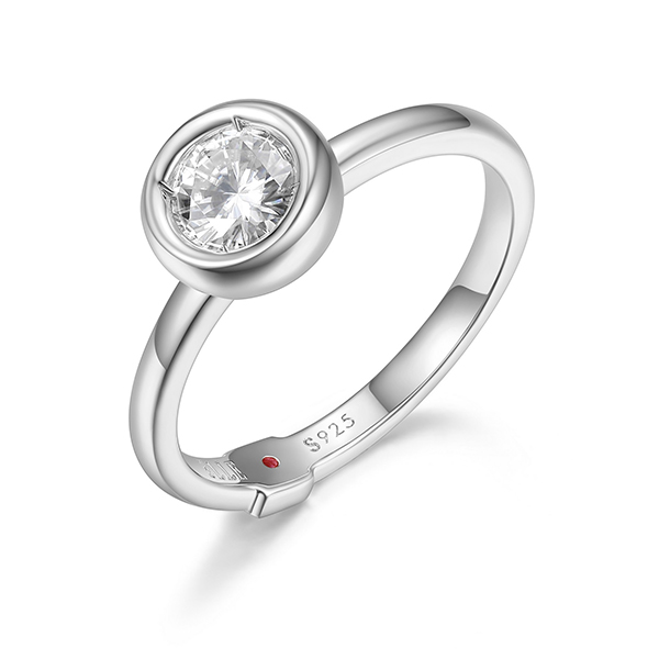 RR4LAC300-W-7 Sterling Silver BUBBLE Cubic Zirconia Bezel Set Solitaire Ring Size 7