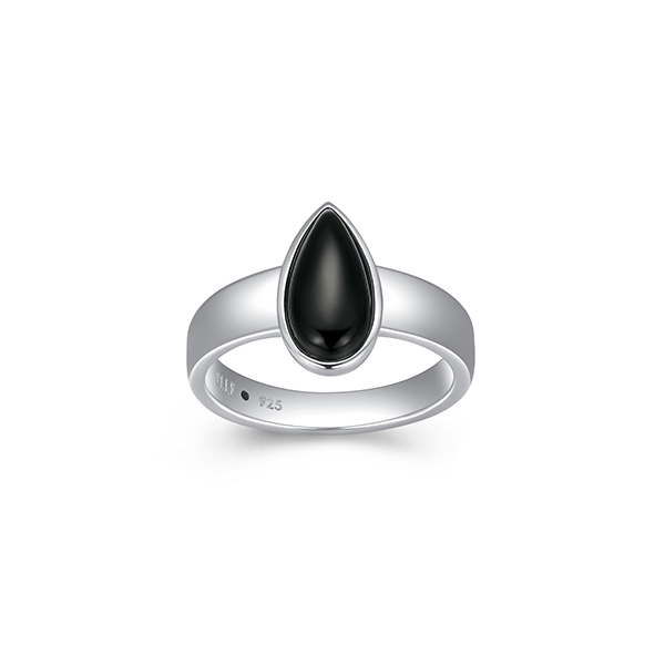 RR4LAGW30-W-6 Sterling Silver ETHEREAL DROPS Pear Shape Malachite Ring Size 6