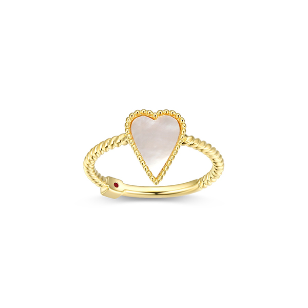 R34LAJ1A9-Y-9 Sterling Silver LONG LOVE Mother of Pearl Elongated Heart Twist Band Ring Size 9