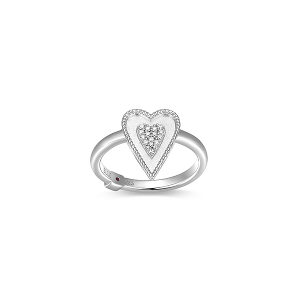RR4LAHZ00-W-9 Sterling Silver LONG LOVE Elongated Heart CZ Milgrain Accent Ring Size 9