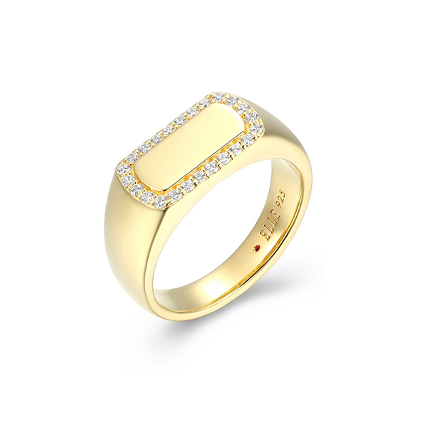 R34LAK200-Y-9 Sterling Silver ALLURE Cubic Zirconia Halo ID Ring Size 9