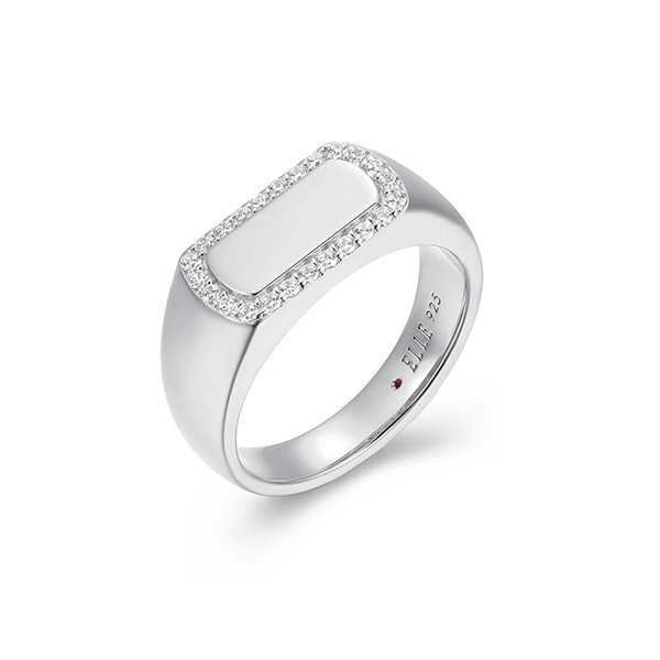 RR4LAK200-W-9 Sterling Silver ALLURE High Polish Cubic Zirconia Halo ID Ring Size 9