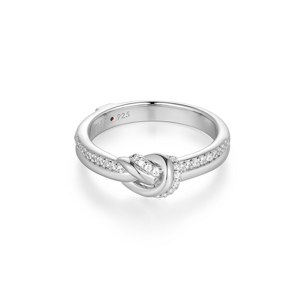 RR4LAKU00-W-9 Sterling Silver UNITY Cubic Zirconia Knot Ring Size 9
